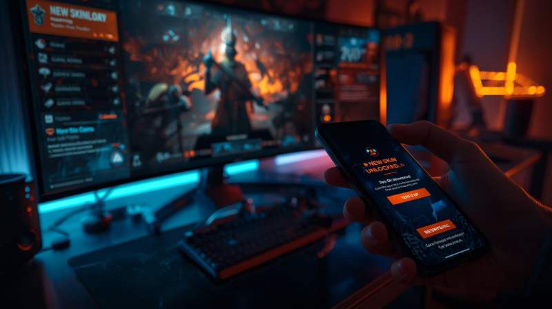 Ilustrasi gamers melakukan beli Delta Coins online untuk membuka item eksklusif dalam game