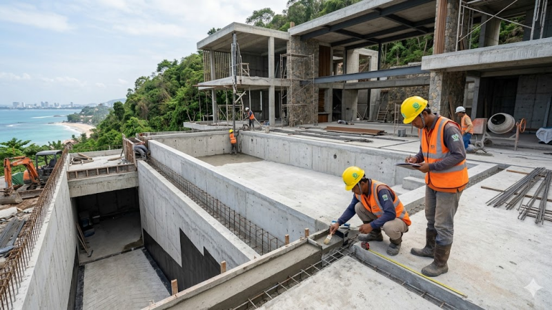 Fungsi waterstop PVC pada sambungan beton villa modern